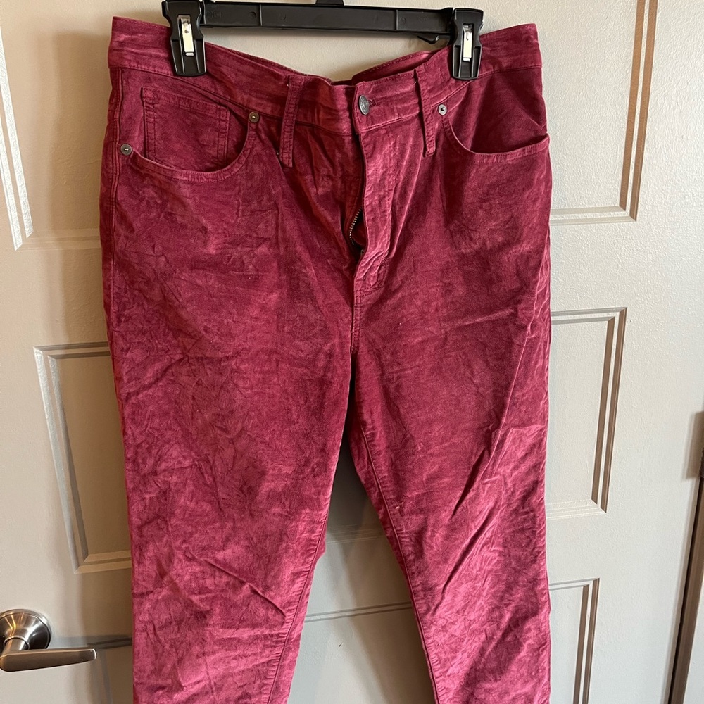 Madewell Cranberry Velvet Pants Size 32
